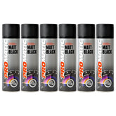 6X Promatic Matt Black Spray Paint 500ml Spray Paint